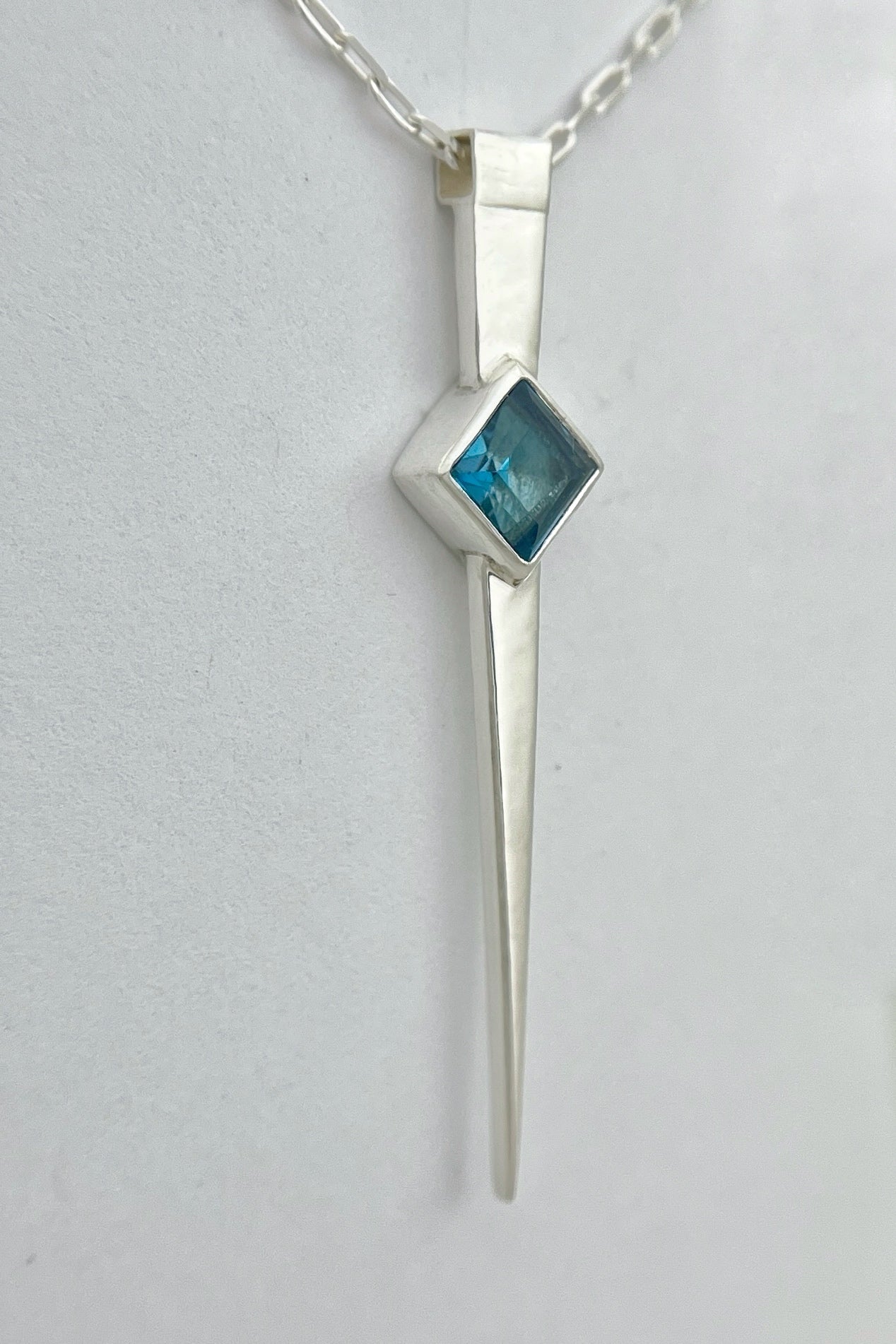 long spike necklace / london blue topaz