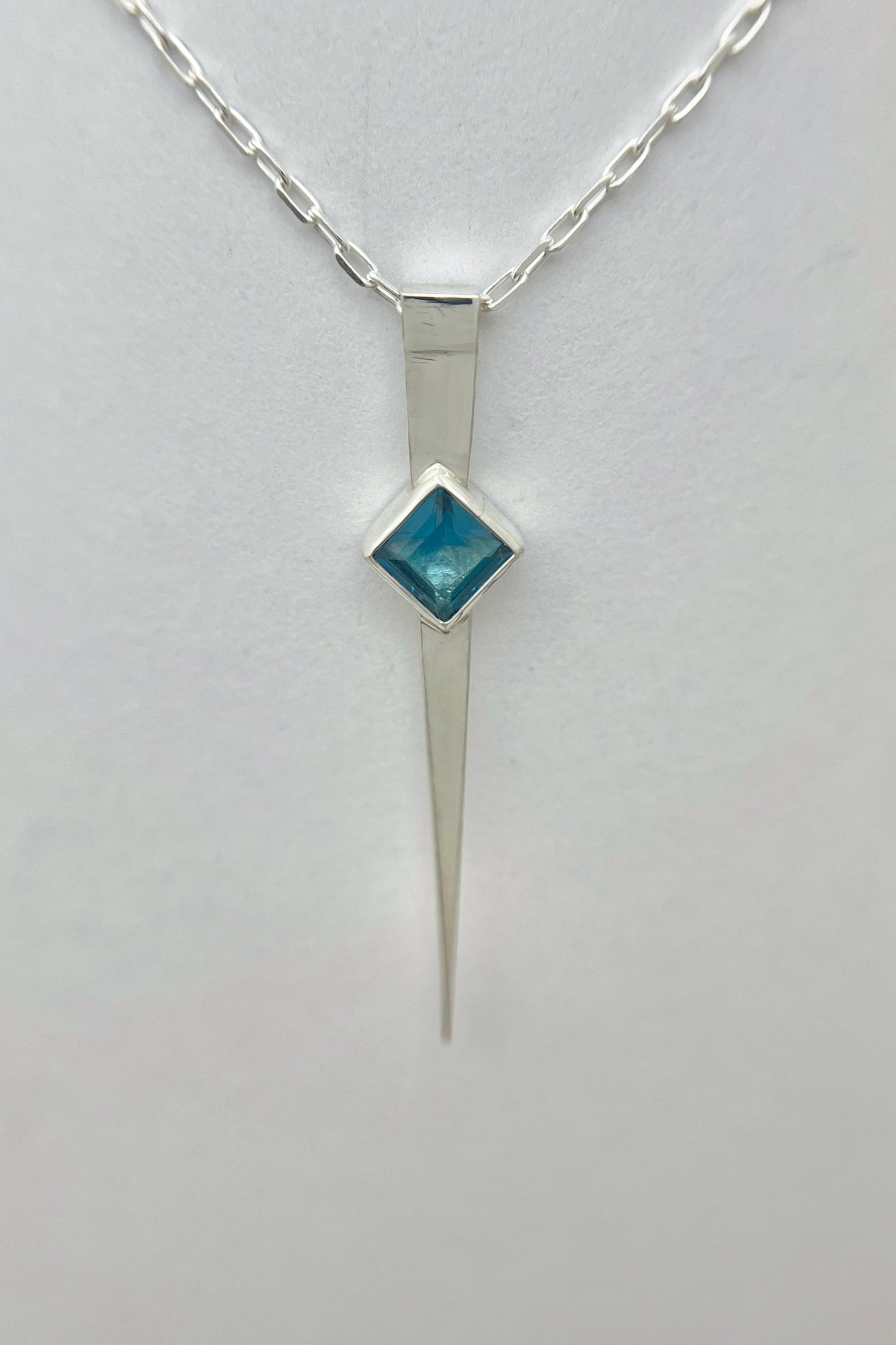 long spike necklace / london blue topaz
