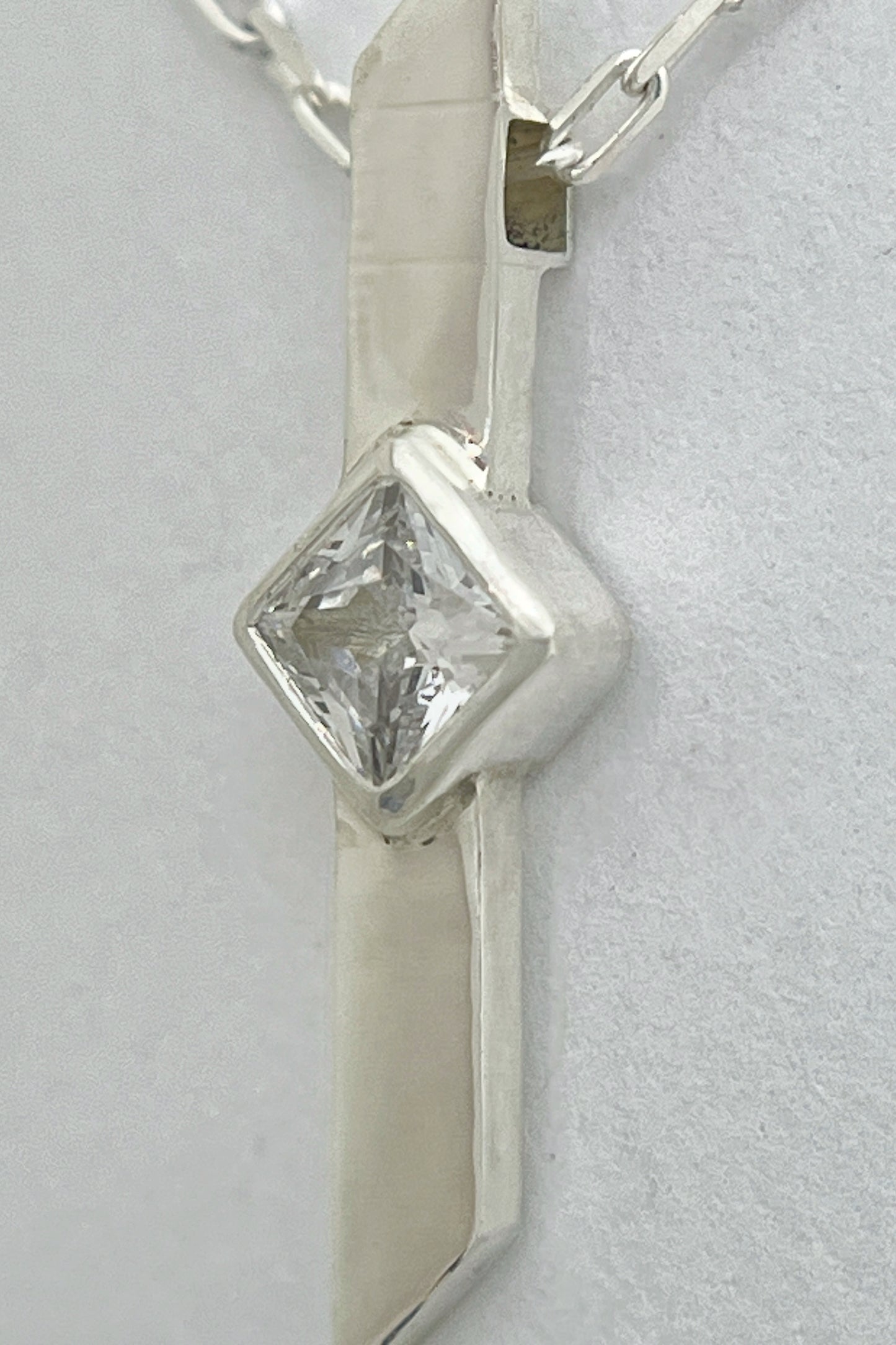 warp necklace / white cubic zirconia