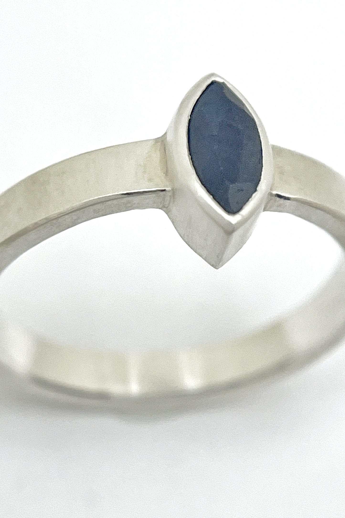 satin marquise ring / sapphire / size 6.5