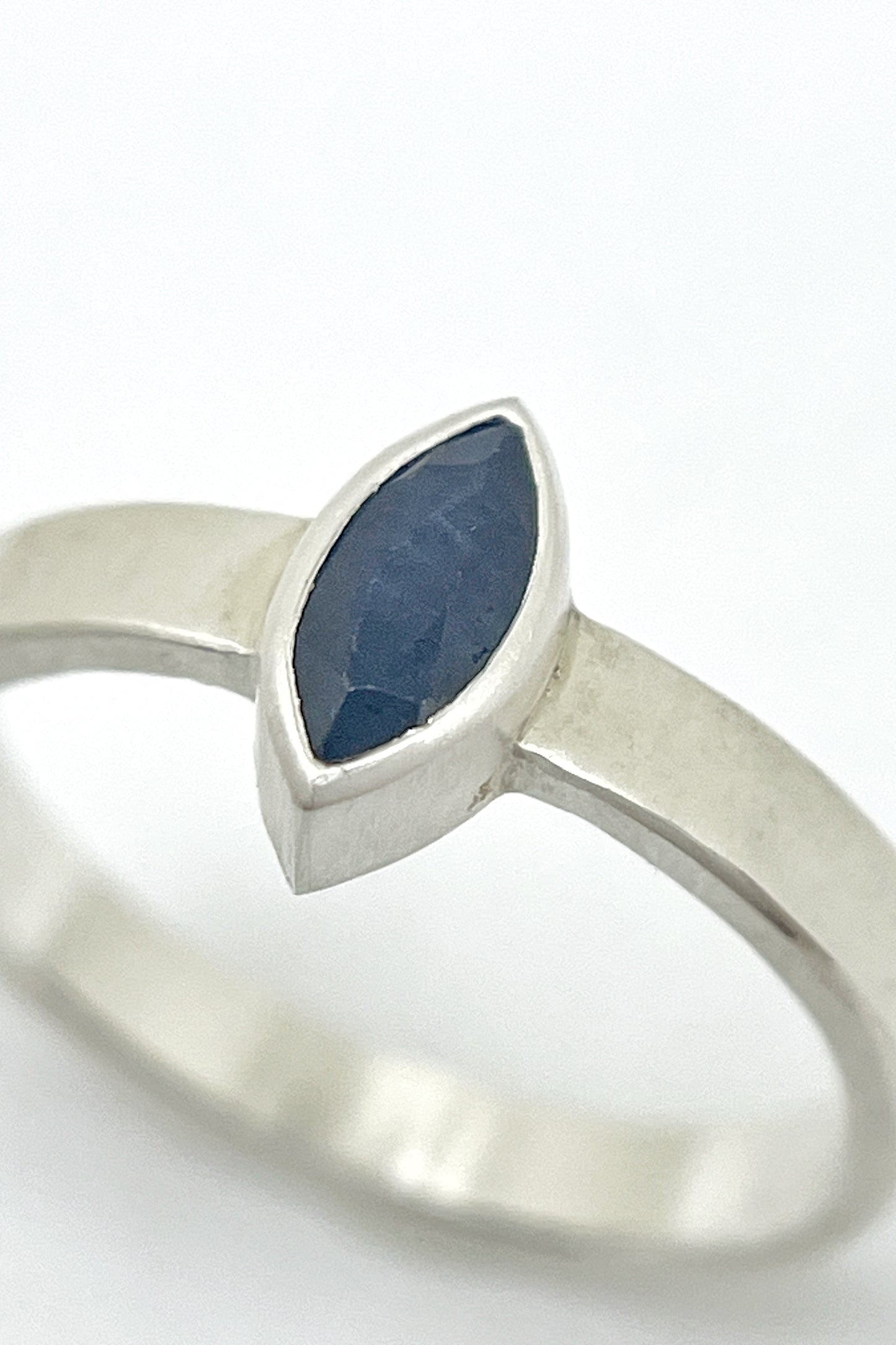 satin marquise ring / sapphire / size 6.5