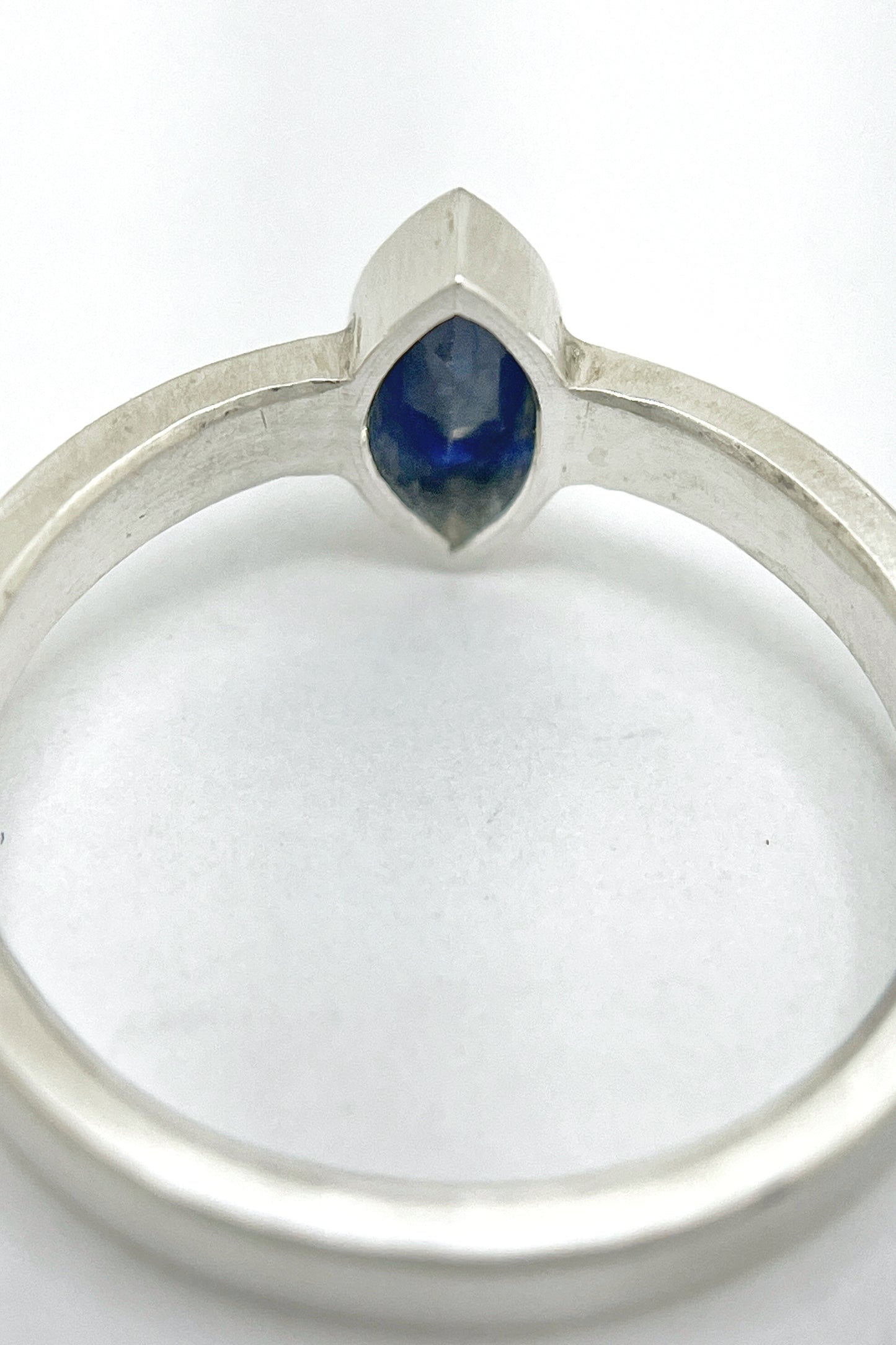 satin marquise ring / sapphire / size 6.5