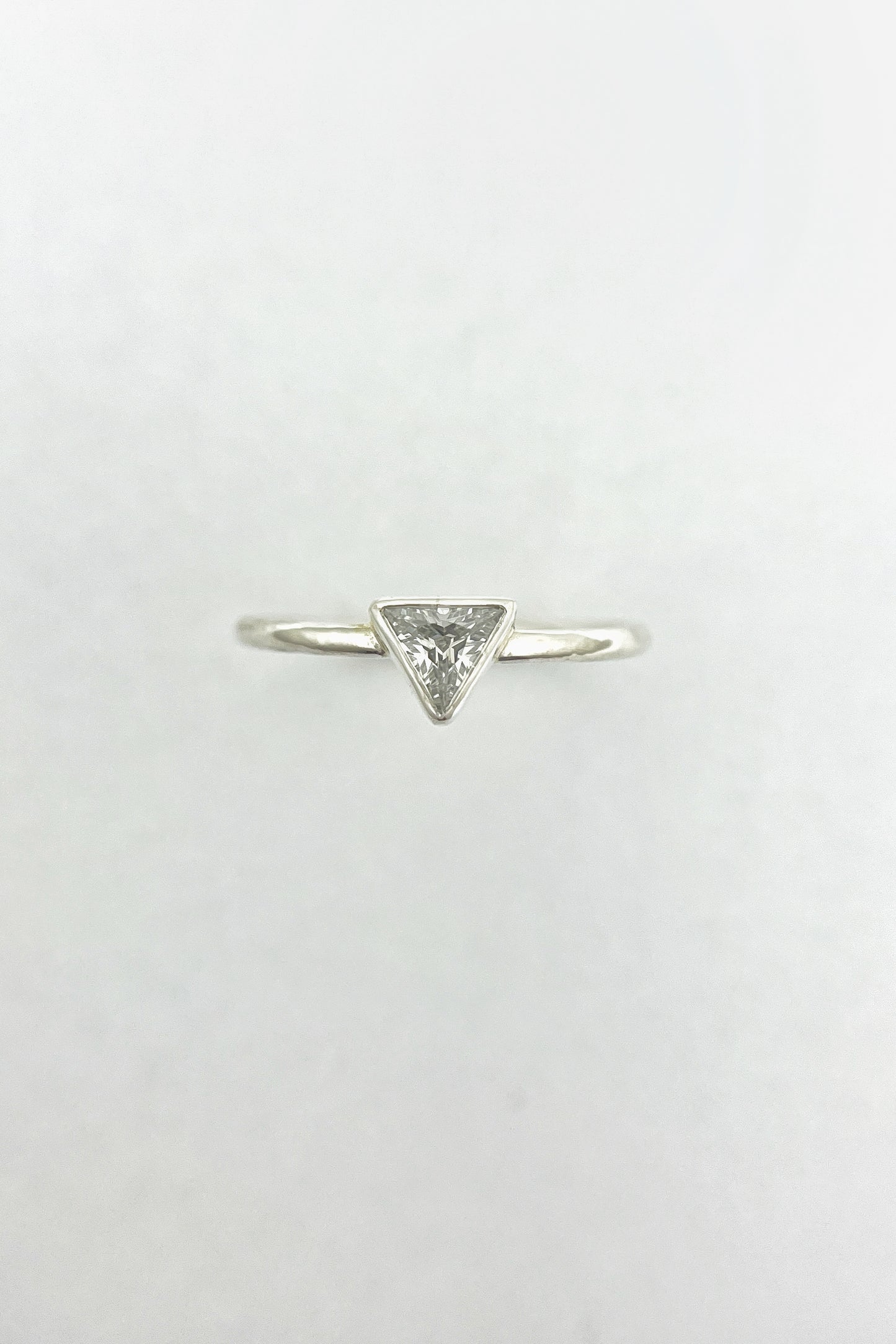 tiny triangle ring / white cubic zirconia / size 7.5
