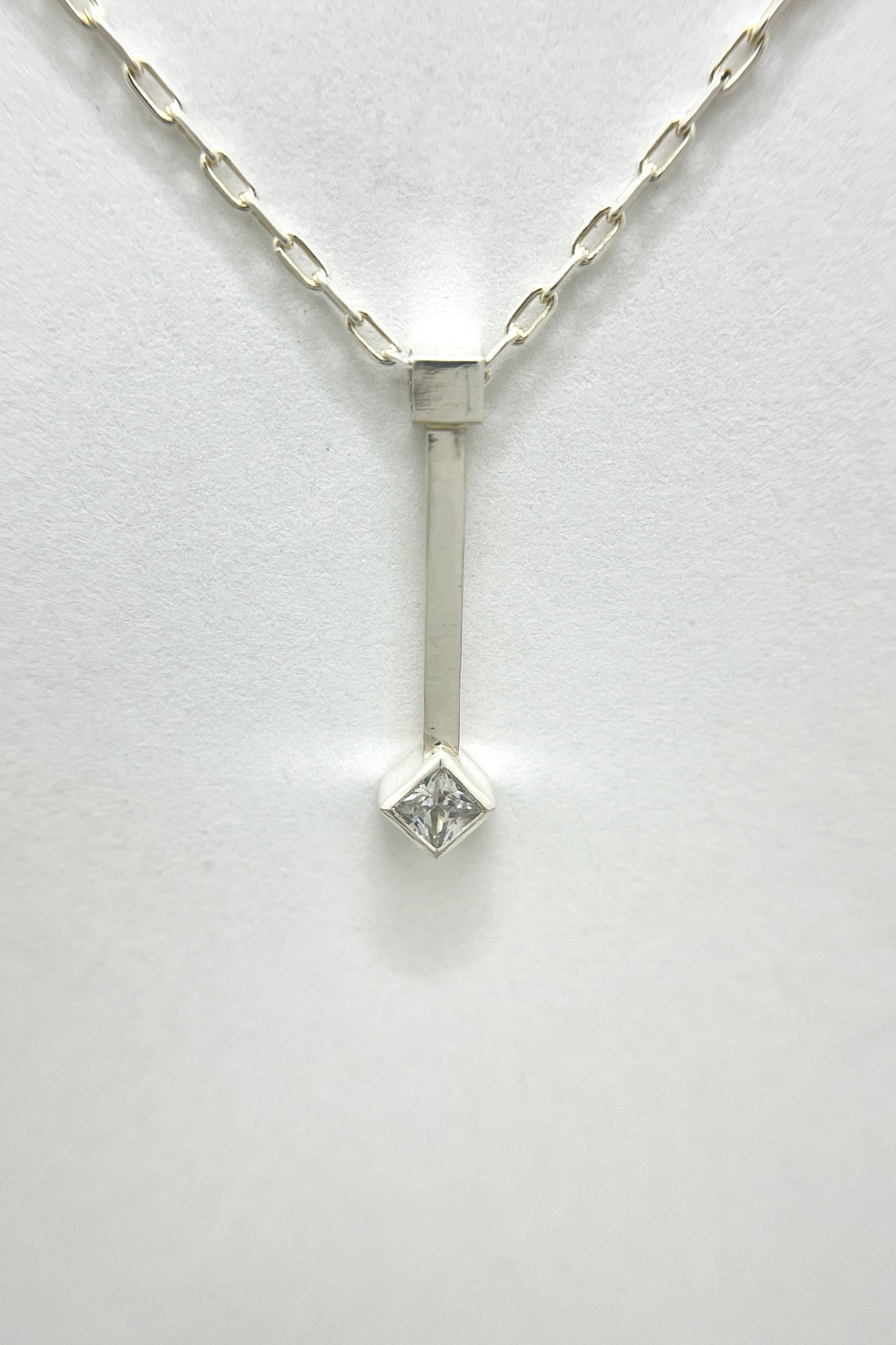 tiny droplet necklace / white cubic zirconia