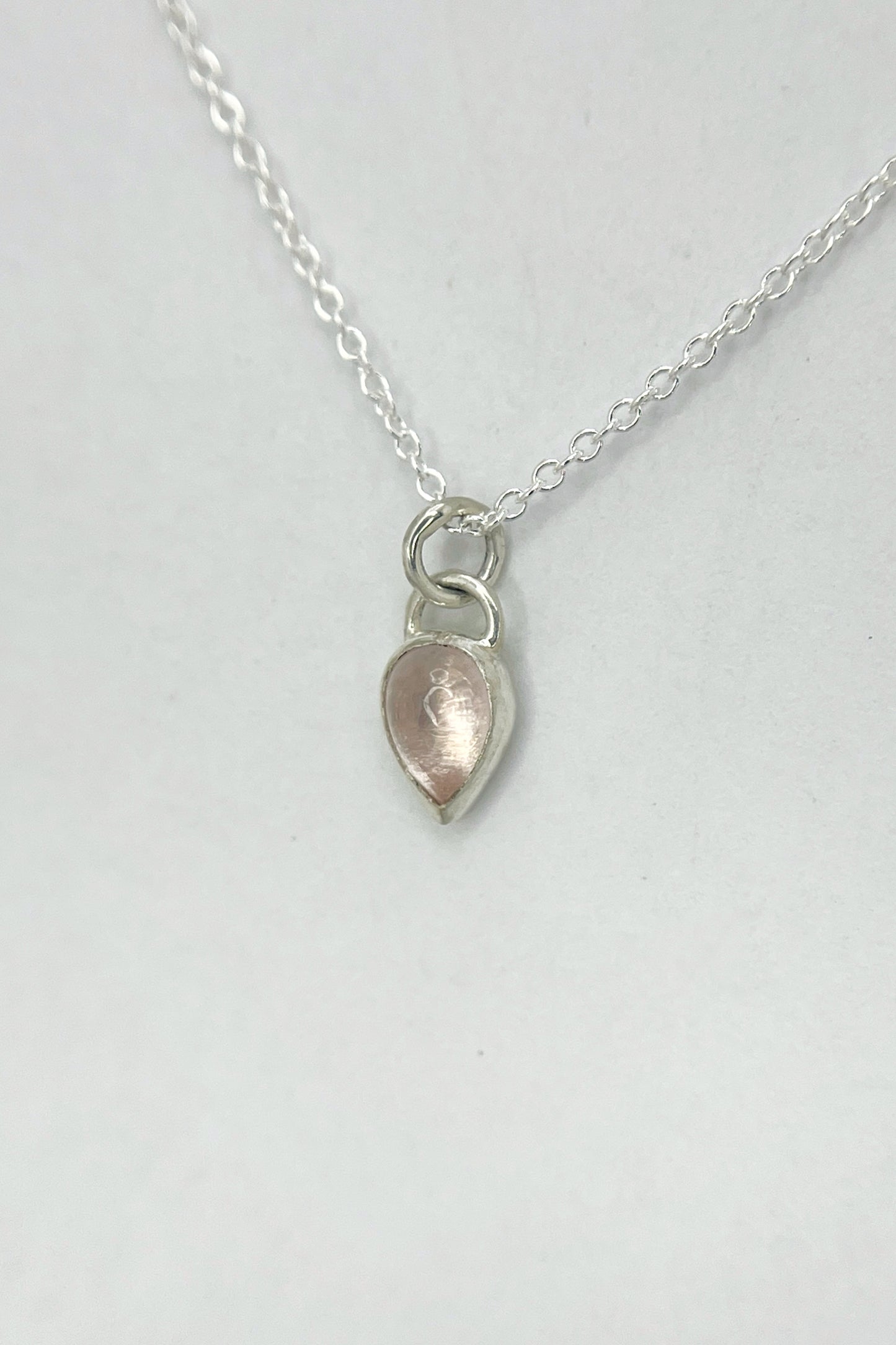 tiny teardrop necklace / rose quartz