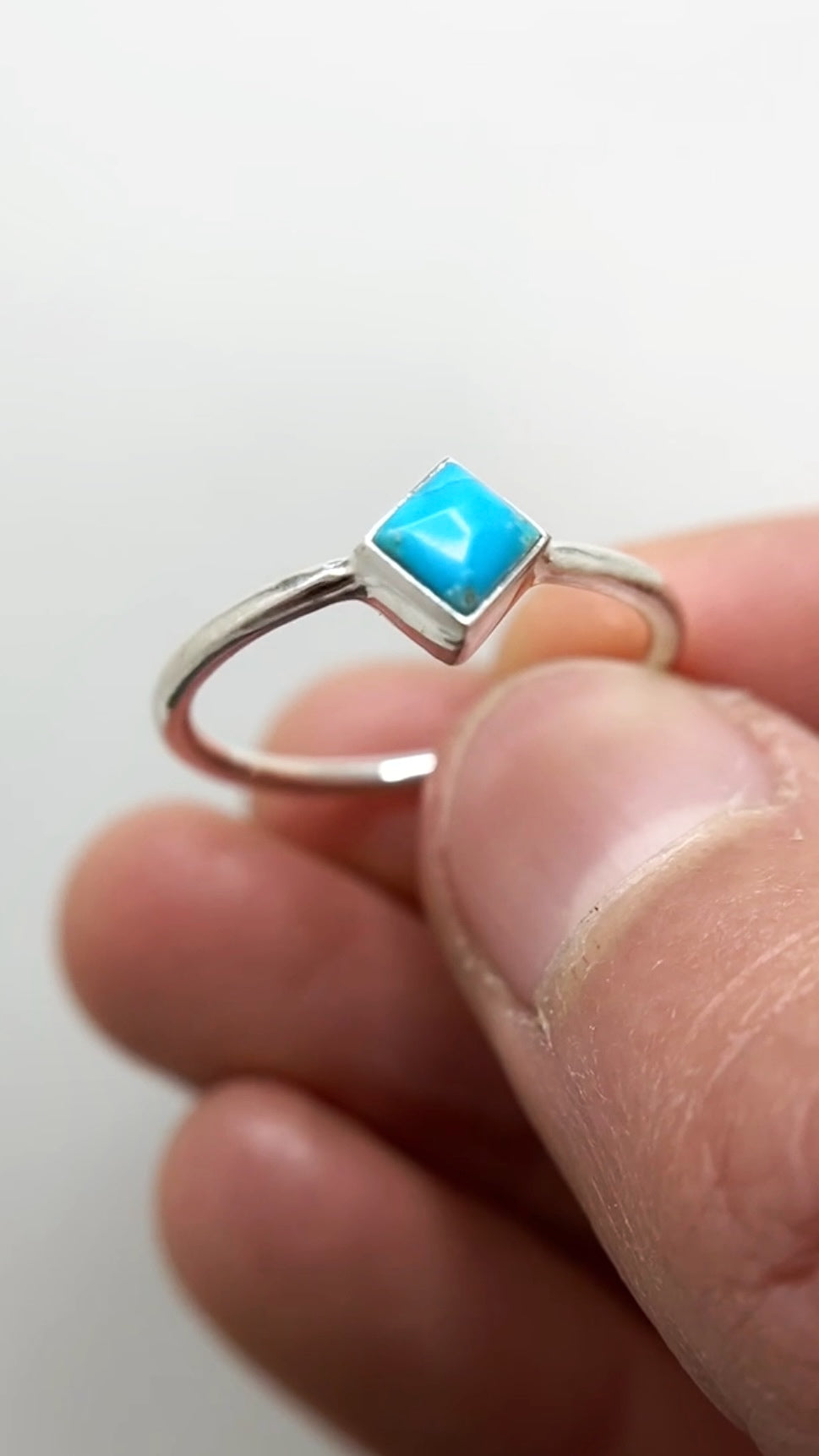 rotated square turquoise solitaire ring / size 7