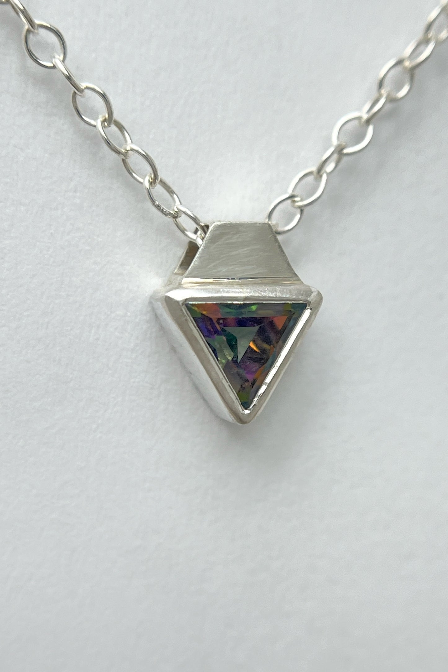 tiny triangle necklace / mystic topaz