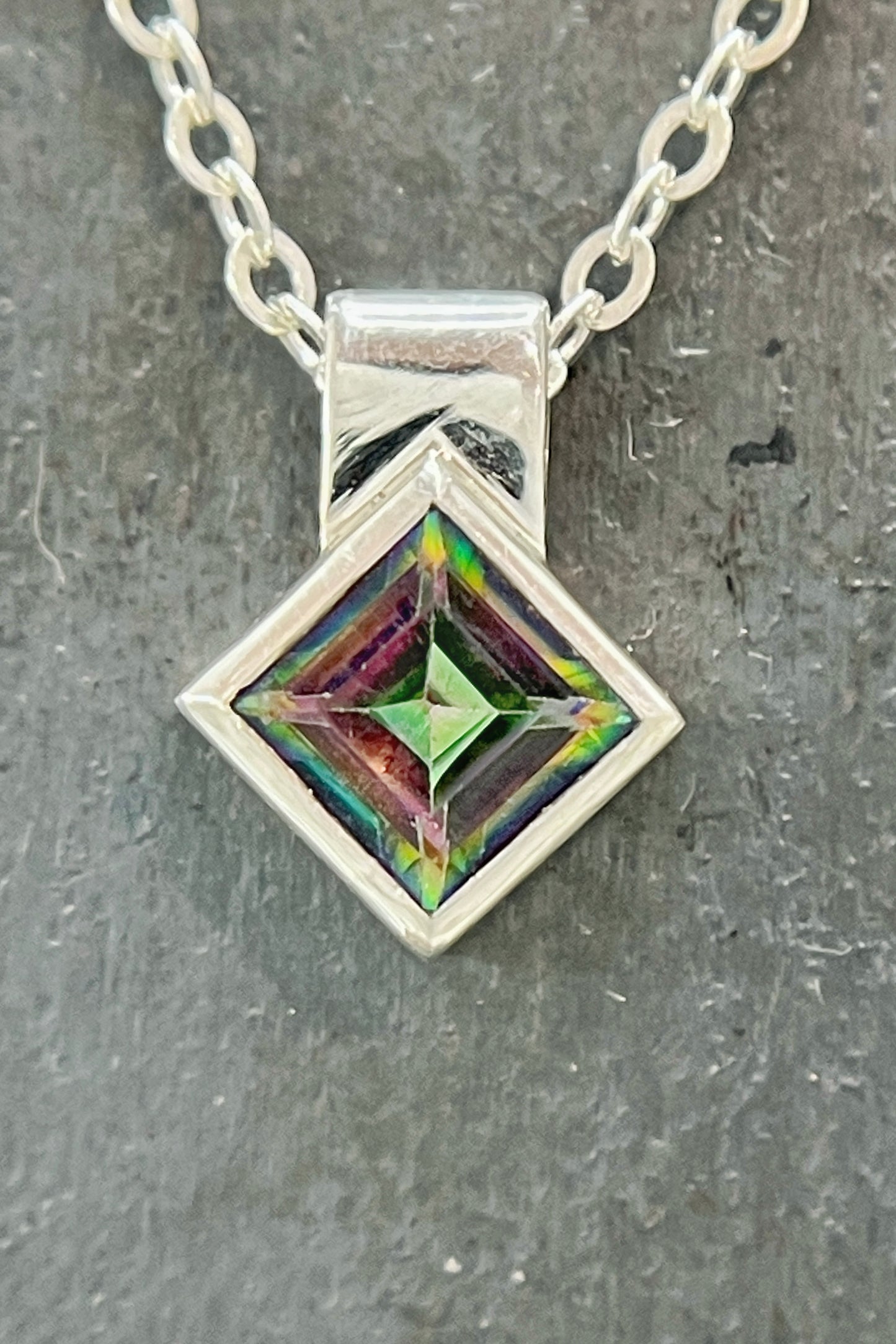 tiny rotated square / mystic topaz