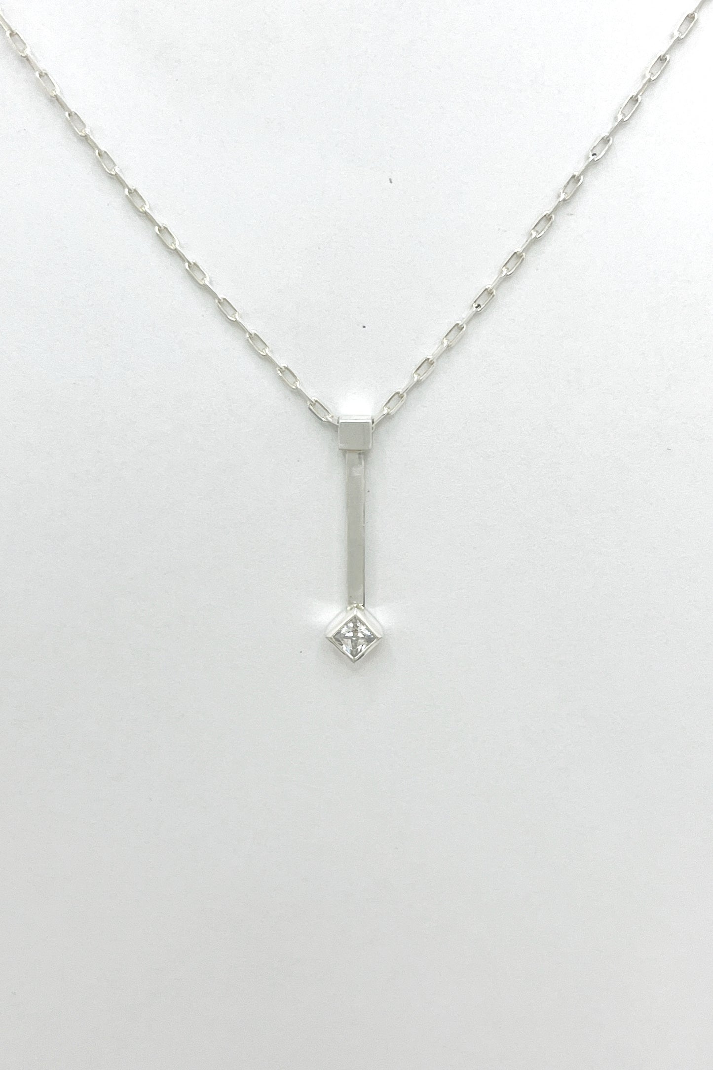 tiny droplet necklace / white cubic zirconia
