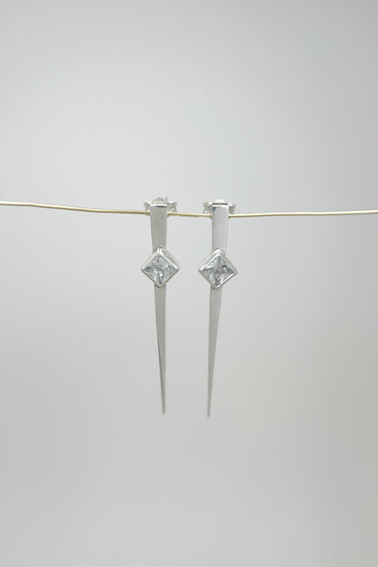 long spike earrings / white sapphire