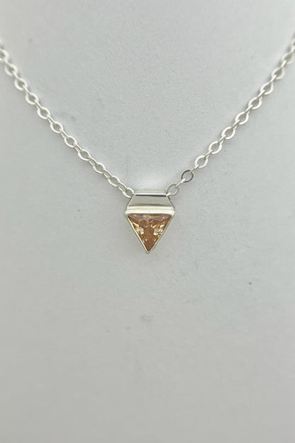 tiny triangle necklace / orange cubic zirconia