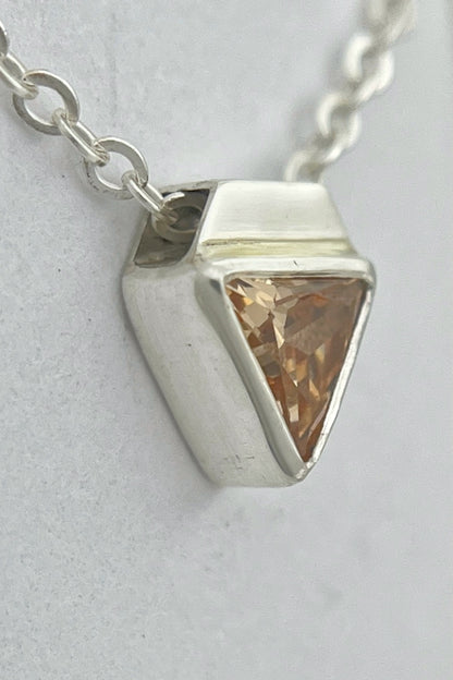 tiny triangle necklace / orange cubic zirconia