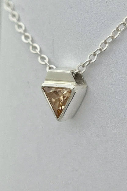 tiny triangle necklace / orange cubic zirconia