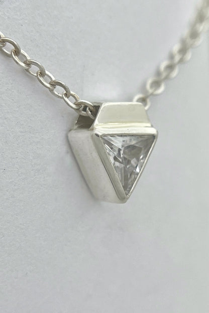 tiny triangle necklace / white cubic zirconia