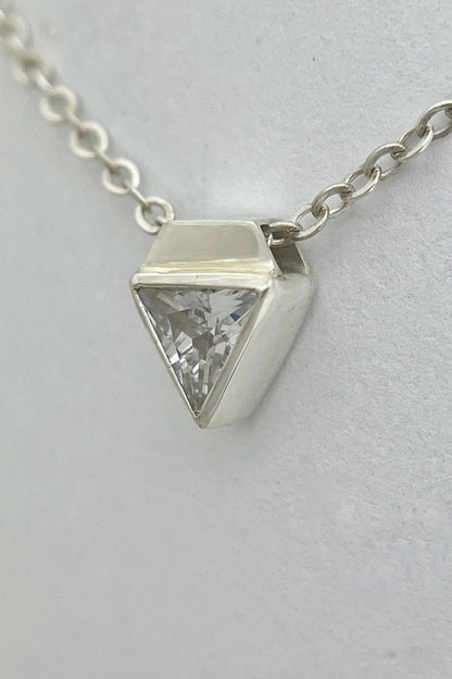 tiny triangle necklace / white cubic zirconia