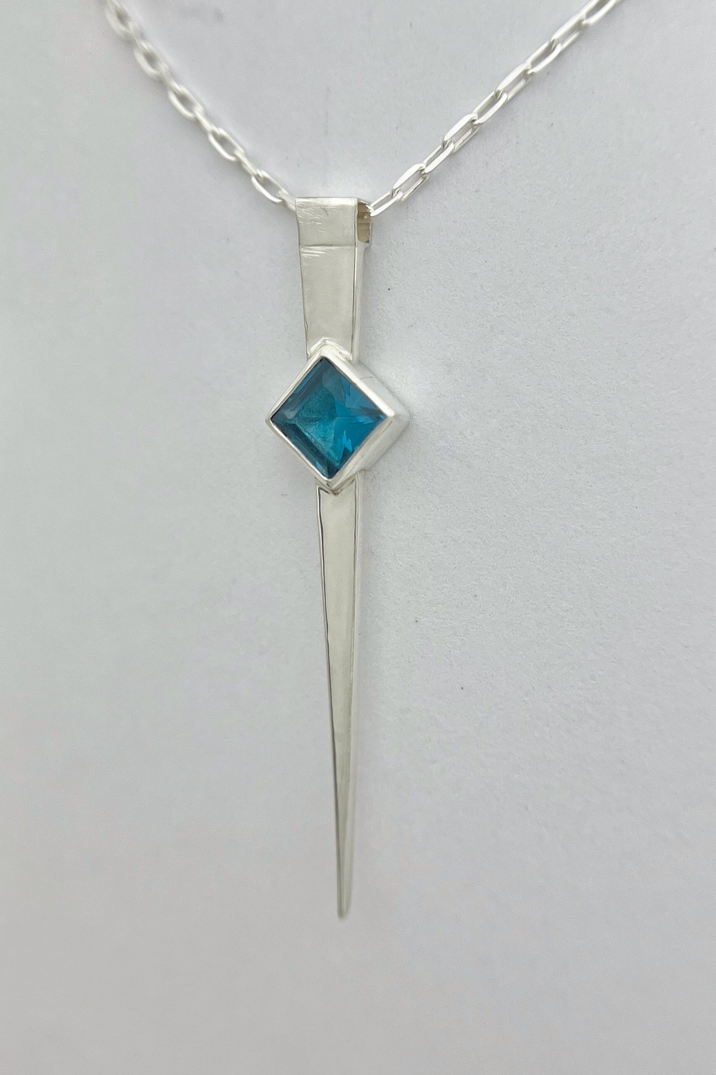 long spike necklace / london blue topaz