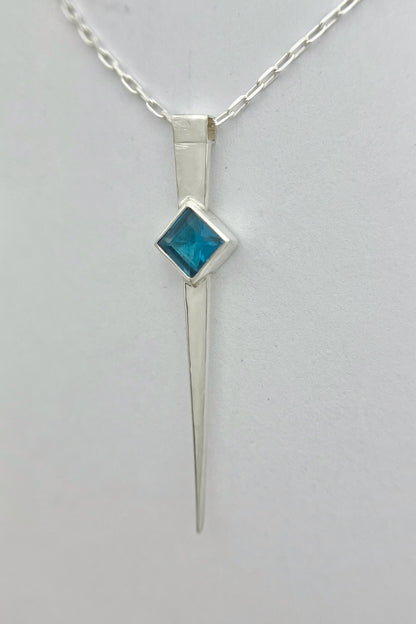 long spike necklace / london blue topaz