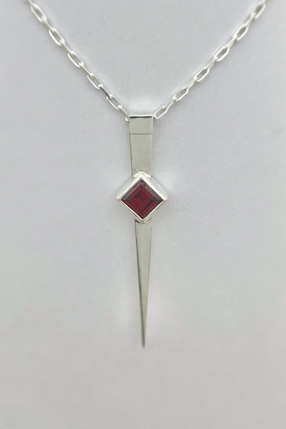 long spike necklace / garnet