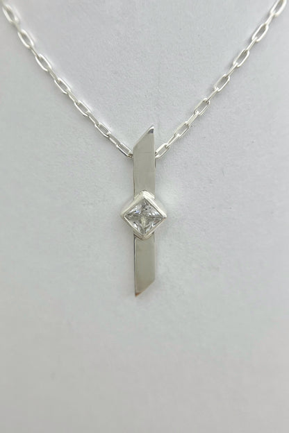 warp necklace / white cubic zirconia