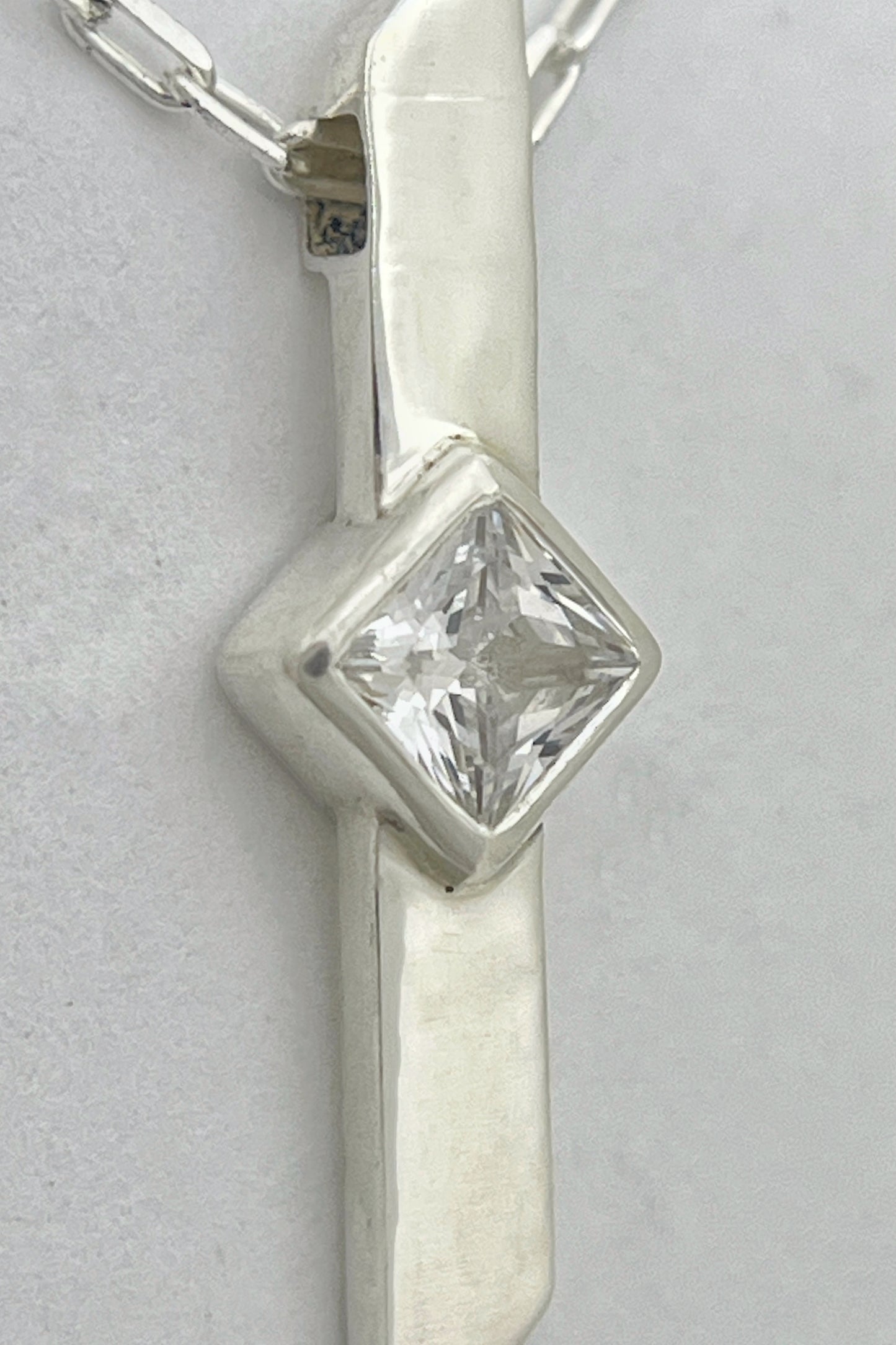 warp necklace / white cubic zirconia