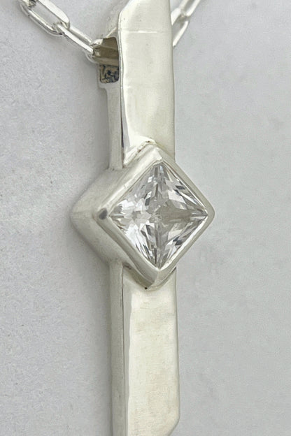 warp necklace / white cubic zirconia