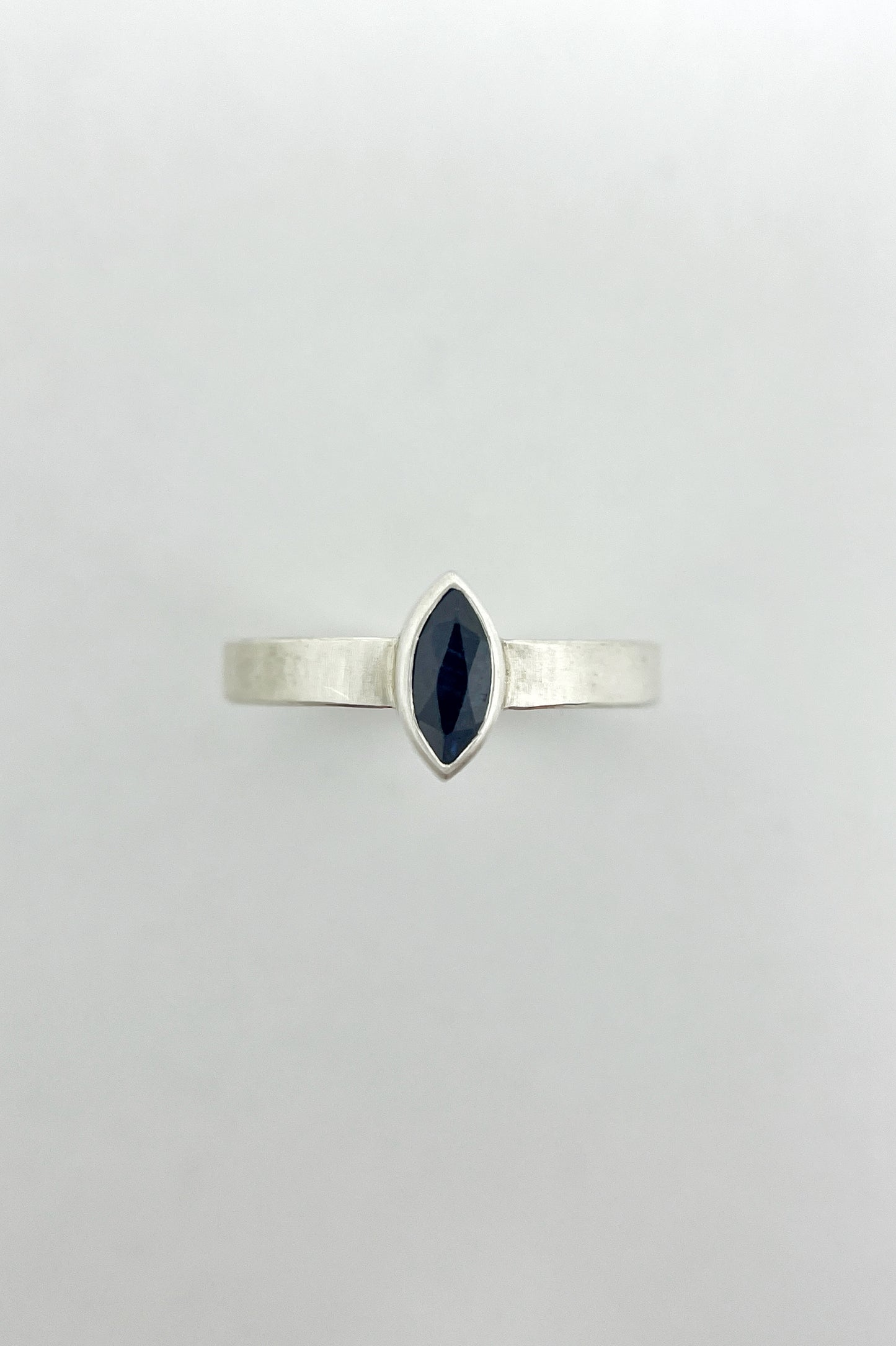 satin marquise ring / sapphire / size 6.5