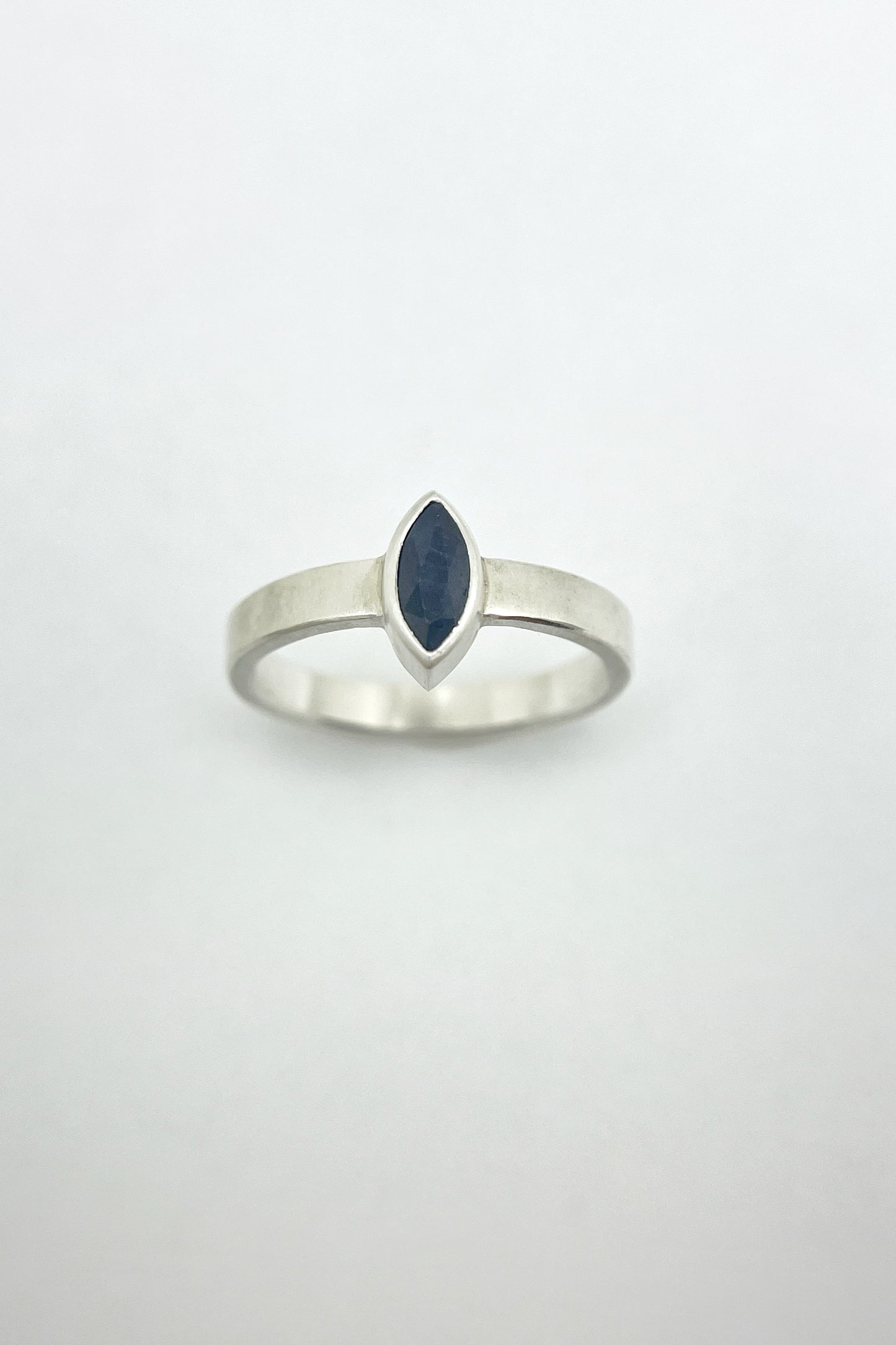 satin marquise ring / sapphire / size 6.5