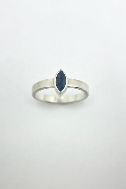 satin marquise ring / sapphire / size 6.5