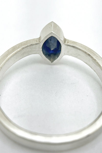 satin marquise ring / sapphire / size 6.5