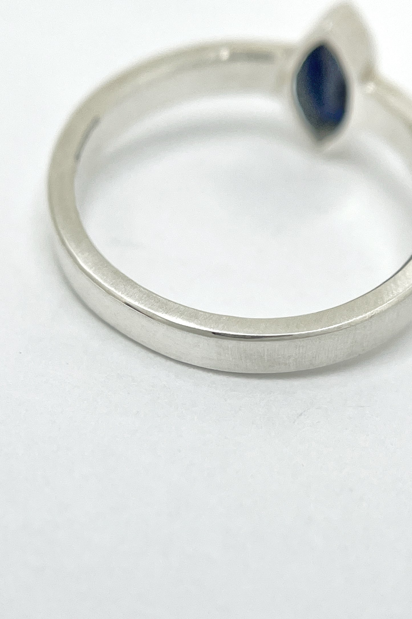 satin marquise ring / sapphire / size 6.5