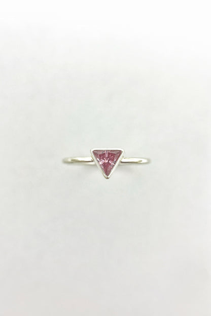 tiny triangle ring / pink cubic zirconia / size 7