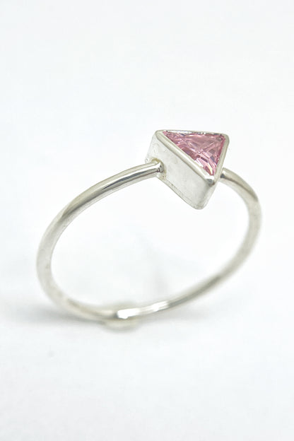 tiny triangle ring / pink cubic zirconia / size 7