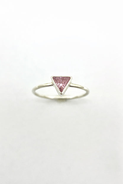 tiny triangle ring / pink cubic zirconia / size 7