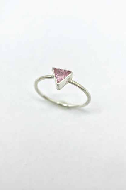 tiny triangle ring / pink cubic zirconia / size 7