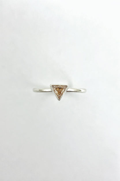 tiny triangle ring / orange cubic zirconia / size 8