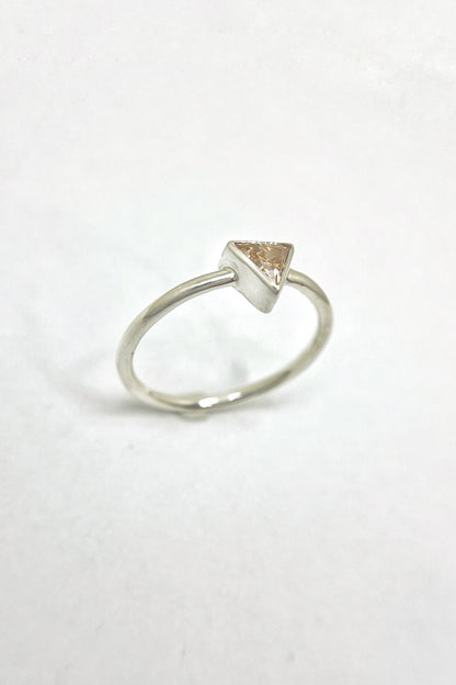tiny triangle ring / orange cubic zirconia / size 8
