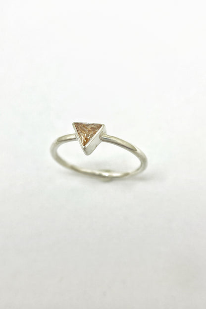 tiny triangle ring / orange cubic zirconia / size 8