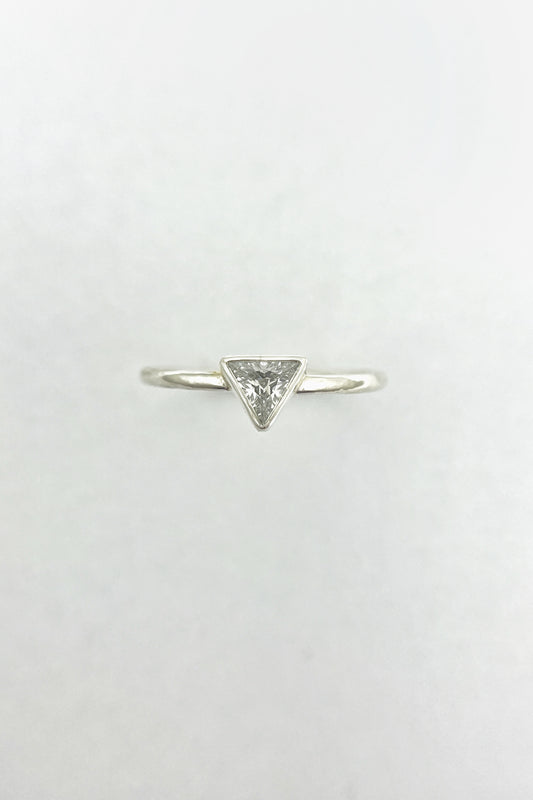tiny triangle ring / white cubic zirconia / size 7.5