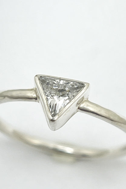 tiny triangle ring / white cubic zirconia / size 7.5