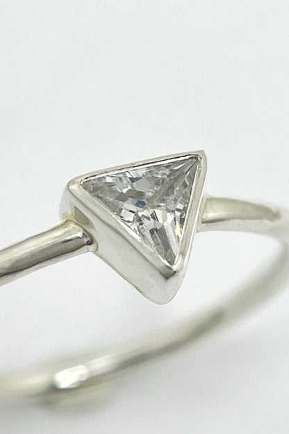 tiny triangle ring / white cubic zirconia / size 7.5