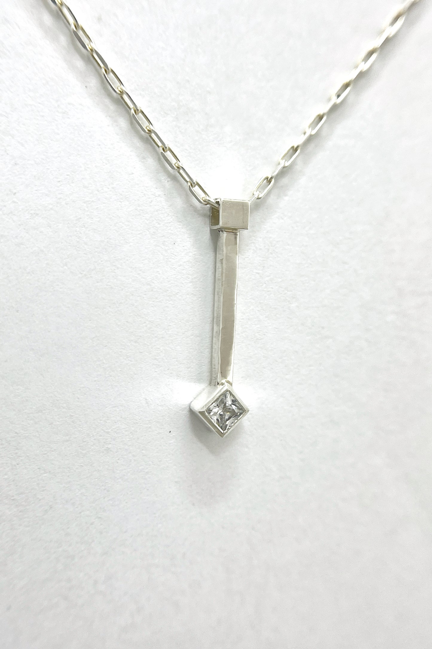 tiny droplet necklace / white cubic zirconia