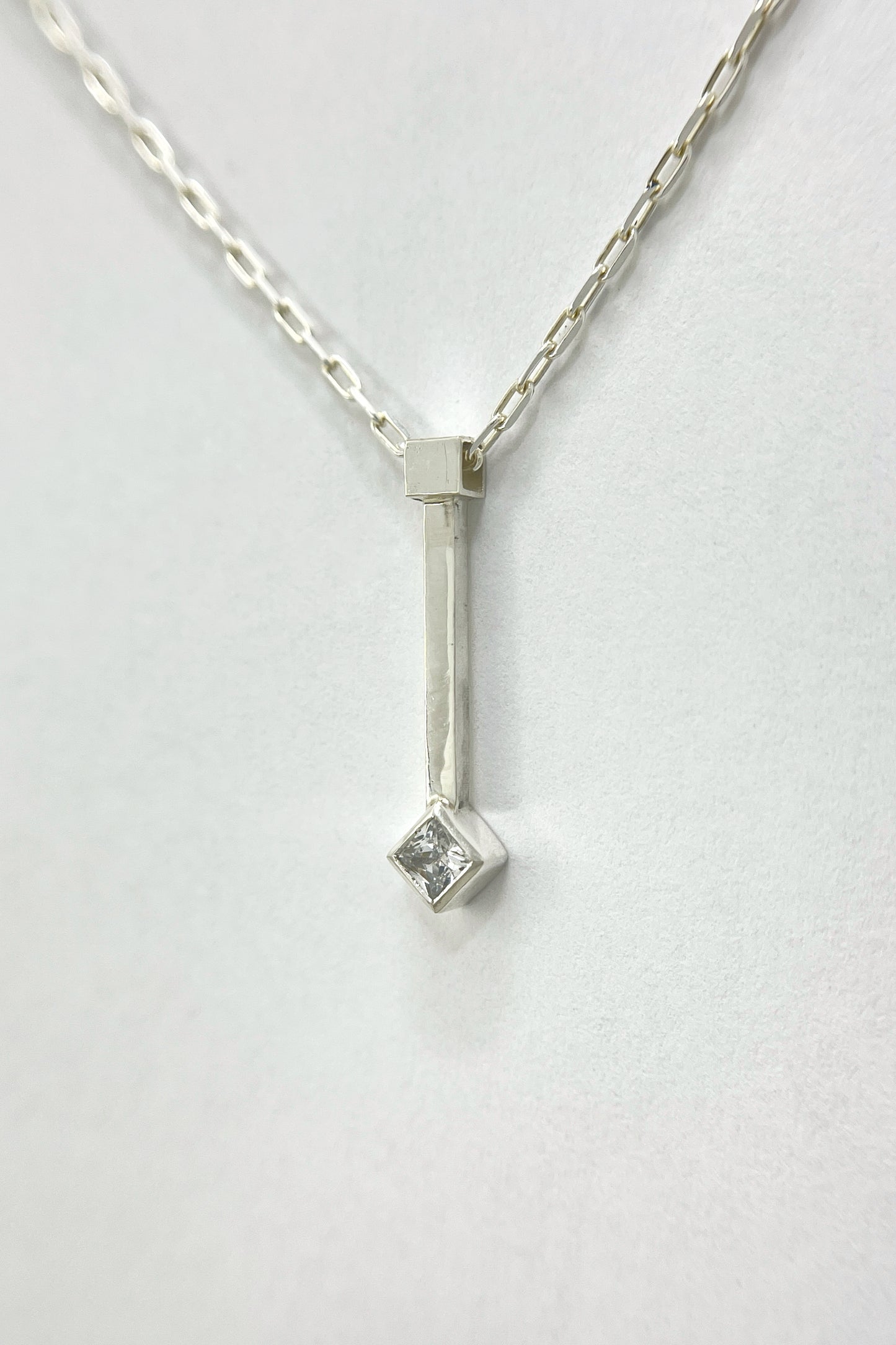 tiny droplet necklace / white cubic zirconia