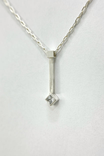 tiny droplet necklace / white cubic zirconia