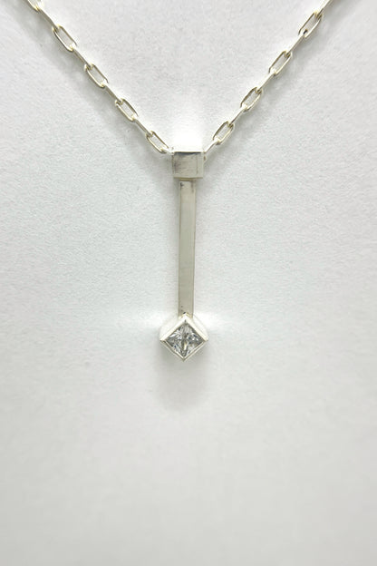 tiny droplet necklace / white cubic zirconia