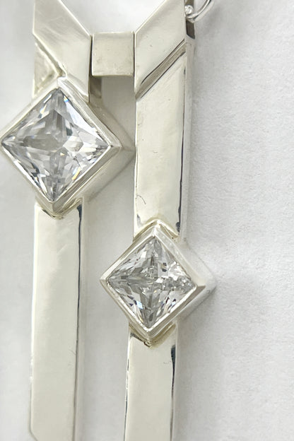 double warp necklace / white cubic zirconia