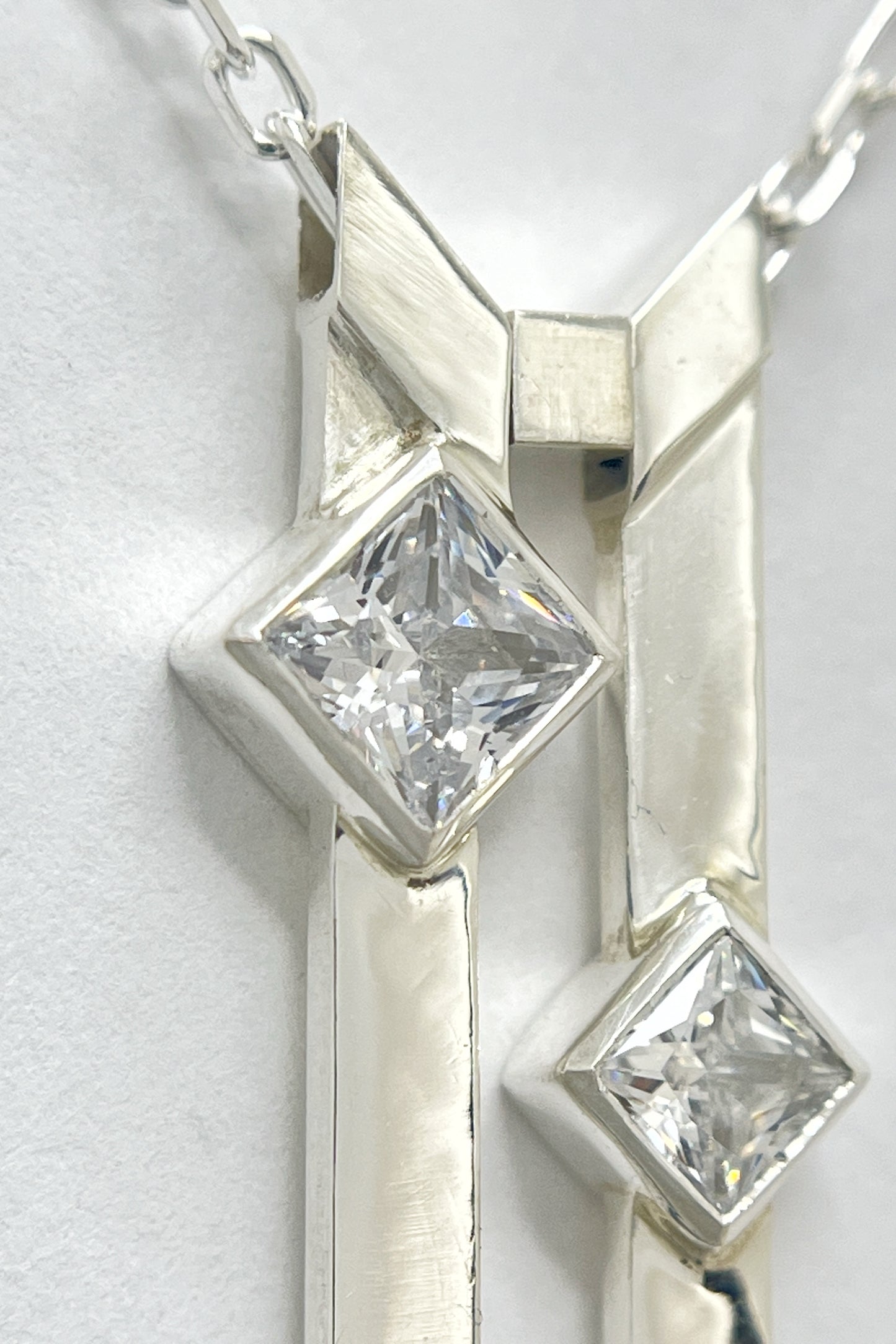 double warp necklace / white cubic zirconia