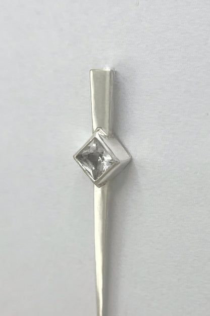 long spike earrings / white sapphire