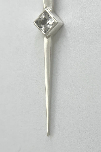 long spike earrings / white sapphire