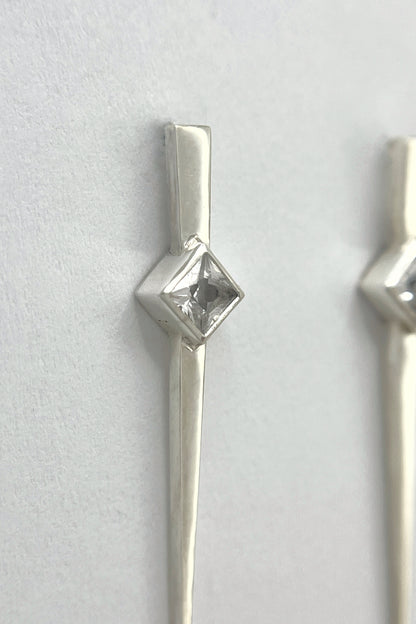 long spike earrings / white sapphire