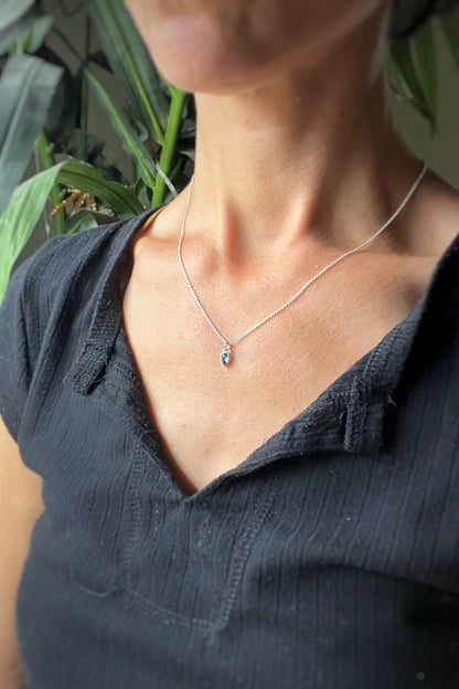 tiny teardrop necklace / london blue topaz